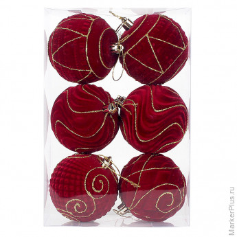Шары елочные 6 шт, 8 см, "Burgundy Charm", пластик, софт тач, бургунди, ЗОЛОТАЯ СКАЗКА, 592453