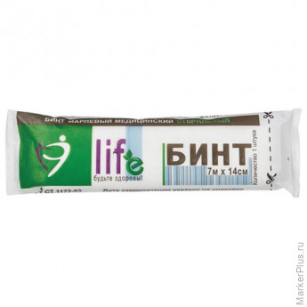 Бинт марлевый стерильный NEW LIFE 7 м х 14 см, плотность 28 (±2) г/м2, индивидуальная упаковка, 63166