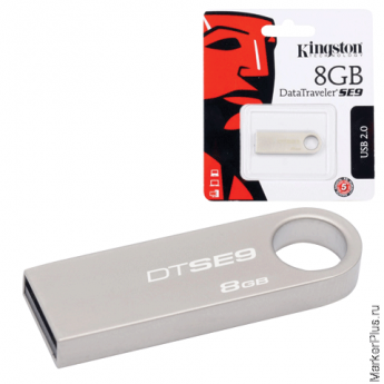 Флэш-диск KINGSTON 8GB Data Traveler SE9 USB 2.0, скорость чтения/записи - 10/5 Мб/сек, МЕТАЛЛ