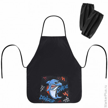 Накидка фартук с нарукавниками для труда ПИФАГОР, 1 карман, 46х54 см, "Angry shark", 272460 Накидка фартук с нарукавниками для труда ПИФАГОР, 1 карман, 46х54 см, "Angry shark", 272460