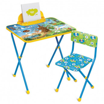 Набор складной мебели (стол + стул) Nika kids КП2/7 "Хочу все знать", ламинир.столешница, сиденье мягкое/ткань, синий