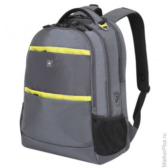 Рюкзак WENGER, универсальный, серый, желтые вставки, 28 литров, 46х33х19 см, 6629446408