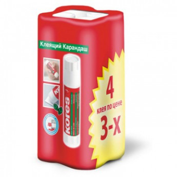 Клей-карандаш 15г KORES (4 по цене 3) '14503, комплект 4 шт