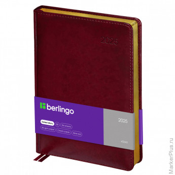 Ежедневник датированный 2025г., А4-(В5), 184л., кожзам, Berlingo "xGold", зол. срез, бордовый