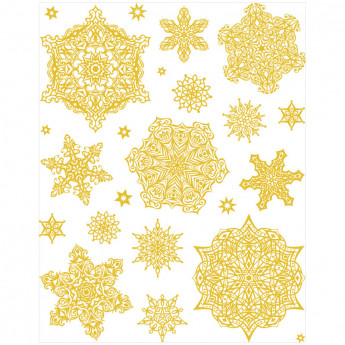 Новогоднее оконное украшение "Снежинки золотые 4" 30*38 см