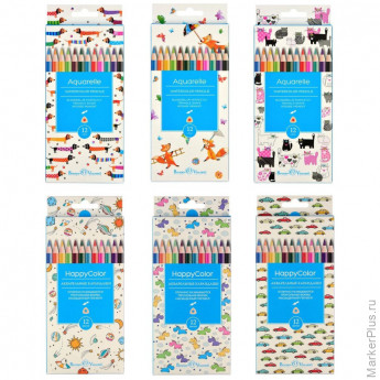 Карандаши акварельные HappyColor, 12 цв Карандаши акварельные HappyColor, 12 цв