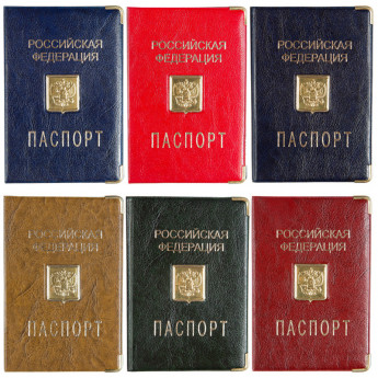 Обложка для паспорта ПВХ шильд тиснение золото 'Герб', ассорти, 5 шт/в уп