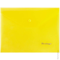 Папка-конверт на кнопке A5, 180мкм, желтая, 5 шт/в уп
