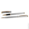 Набор PIERRE CARDIN (Пьер Карден): шариковая ручка + ручка-роллер, корпус серебристый, латунь, PC080