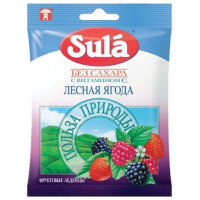 Карамель леденцовая SULA (Зула) 'Лесные ягоды', без сахара с витамином С, 60 г, 86639