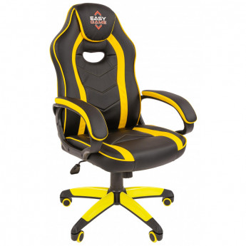Кресло VT_EChair Easy Game-687 TPU кожзам черный/желтый пластик