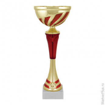 Кубок металлический "Март" (80х80х260 мм), основание мрамор, "золото", стем красный, 8390-260-001