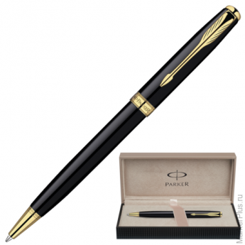 Ручка шариковая PARKER Sonnet Black Lacquer GT корпус черный, латунь, лак, позол. детал,S0808730,чер