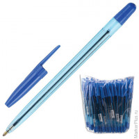 Ручка шариковая масляная 'Офис', СИНЯЯ, корпус тонированный синий, узел 1 мм, линия письма 0,7 мм, ОФ999