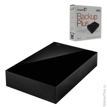 Диск жесткий внешний SEAGATE Backup Plus 6TВ, 3.5", USB 3.0, ЧЕРНЫЙ (STDT6000200)