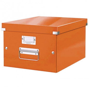 Короб архивный LEITZ "Click & Store" M, 200х280х370 мм, ламинированный картон, разборный, оранжевый, 60440044