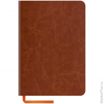 Записная книжка А6 120л. ЛАЙТ, кожзам, "Nebraska soft", коричневый, тонир.блок, ляссе, цв.срез