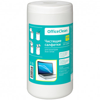 Туба с чист. салфетками OfficeClean для мониторов всех типов, 100шт., комплект 100 шт