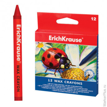 Восковые мелки ERICH KRAUSE, 12 цветов, картонная упаковка с европодвесом, 34930