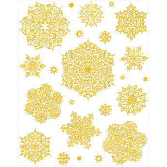 Новогоднее оконное украшение "Снежинки золотые 3" 30*38 см