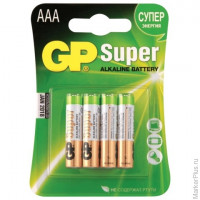 Батарейки GP (Джи-Пи) Alkaline AAA (LR03, 24А), комплект 4 шт., в блистере, 1.5 В, комплект 4 шт