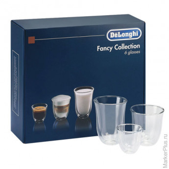 Набор кофейный DELONGHI Mix Glasses Set, 2 эспрессо, 2 капучино, 2 латте, стекло, прозрачный