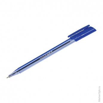 Ручка шариковая "OfficeSpace" синяя, 0,7мм, трехгранн., прозрачный корпус, на масляной основе