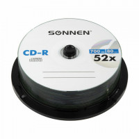 Диски CD-R SONNEN 700Mb 52x Cake Box (упаковка на шпиле) КОМПЛЕКТ 25шт, 513531, комплект 25 шт