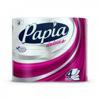 Бумага туалетная Papia Deluxe 4сл бел 100%цел втул 17,5м 140л 4рул/уп, 14 шт/в уп