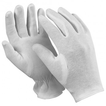 Перчатки хлопчатобумажные MANIPULA 'Атом', КОМПЛЕКТ 12 пар, размер 7 (S), белые, ТТ-44