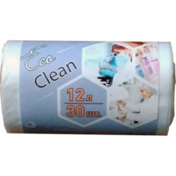 Мешки для мусора Ecoclean ПНД 12л 6 мкм 30шт/рул., белые, комплект 30 шт