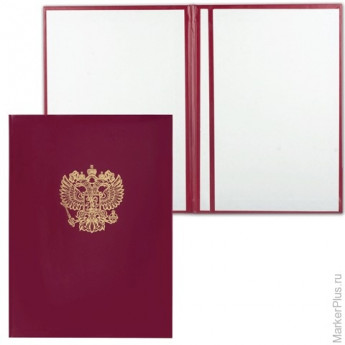 Папка адресная бумвинил бордовый, 'Герб России', формат А4, STAFF, 122741