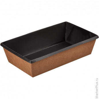 Контейнер бумажный 200х120х55мм 800мл, черный 300шт/упак, комплект 300 шт