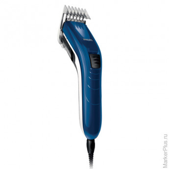 Машинка для стрижки волос PHILIPS QC5126/15, 11 установок длины, 2 насадки, сеть, синяя
