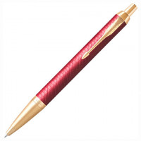 Ручка шариковая PARKER "IM Premium Red GT", корпус красный лак, позолоченные детали, синяя, 2143644