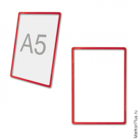 Рамка POS для ценников, рекламы и объявлений А5, размер 210х148,5 мм, красная, без защитного экрана,