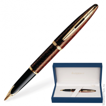 Ручка перьевая WATERMAN "Carene GT", корпус коричневый, нержавеющая сталь, позолоченные детали, S070