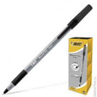 Ручка шариковая BIC "Round Stic Exact", корпус серый, черные детали, толщина письма 0,35 мм, черная, 918542