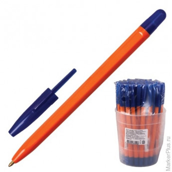 Ручка шариковая СТАММ "111", СИНЯЯ, корпус оранжевый, узел 1,2 мм, линия письма 1 мм, РС11 10 шт/в уп