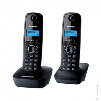 Телефон беспроводной Panasonic KX-TG1612RUH, 2 трубки, монохром. дисплей, АОН, 50 номеров, серый