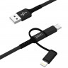 Кабель PERO, DC-06, 2.4А, 2м, Lightning/micro USB/Type-C, черный