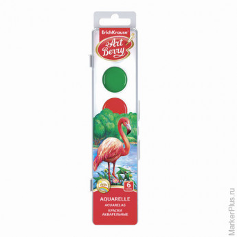 Краски акварельные ERICH KRAUSE "Artberry", 6 цветов, медовые, пластиковая коробка с европодвесом, без кисти, 41723