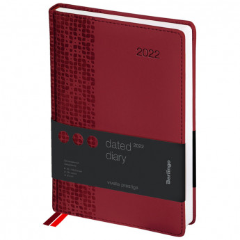 Ежедневник датированный 2022г., А5, 184л., кожзам, Berlingo "Vivella Prestige", бордовый