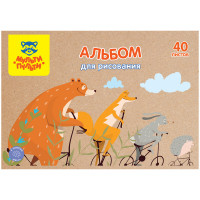 Альбом для рисования 40л., А4, на скрепке Мульти-Пульти 'Лесные друзья', крафт картон