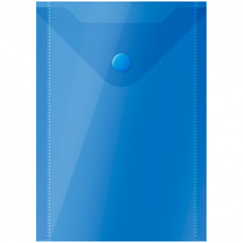 Папка-конверт на кнопке OfficeSpace, А6 (105*148мм), 150мкм, полупрозрачная, синяя 5 шт/в уп