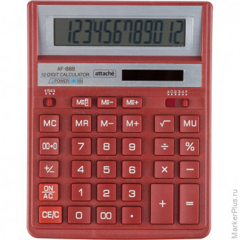 Калькулятор настоль.ПОЛН.Attache AF-888,12р,дв.пит,204x158мм, темно-красный