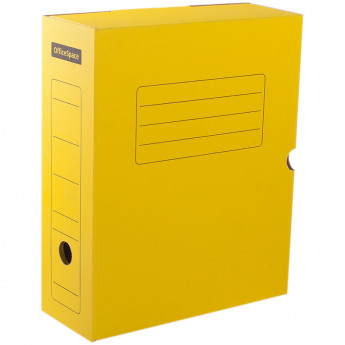 Короб архивный с клапаном OfficeSpace, микрогофрокартон, 100мм, желтый, 3 шт/в уп