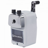 Точилка механическая BRAUBERG "METALLIC-X", для ч/гр и цветных карандашей (в том числе утолщенных), крепление, металлический корпус, 228481