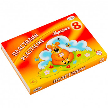 Пластилин Гамма 'Мультики', 08 цветов, 160г, со стеком, картон