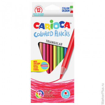Карандаши цветные CARIOCA "Triangular", 12 цветов, трехгранные, грифель 3,5 мм, картонная коробка, 4